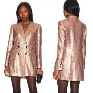 NWT BCBGMaxAzria Gold Blazer Suit Jacket Metallic Structured Design